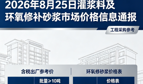 宁明2026年8月25日灌浆料及环氧修补砂浆市场价格信息通报